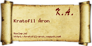 Kratofil Áron névjegykártya