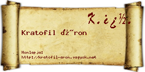 Kratofil Áron névjegykártya